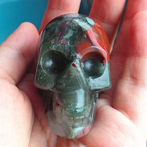 Hand Carved Blood Stone Skull Statue - 1.9