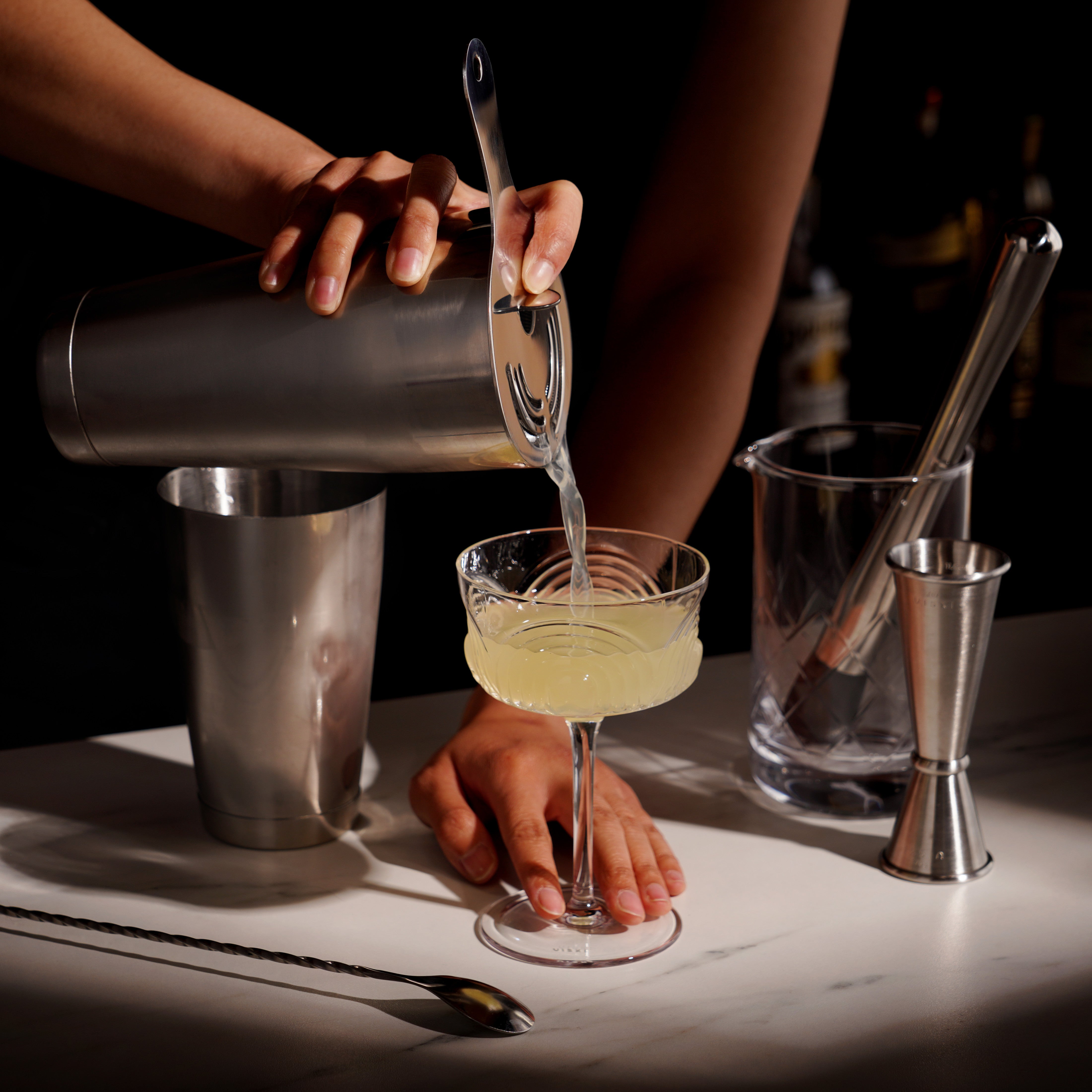 Premium 7-Piece Stainless Steel Barware Set - Cocktail Shaker, Strainer & Tools for Home Bartending & Party Mixing Drinks