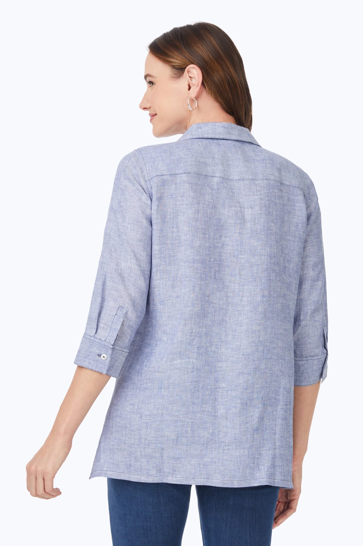 Stirling Linen 3/4 Sleeve Tunic Top for Women - Soft Breathable Linen Blouse for Casual Wear, Office & Summer Outfits