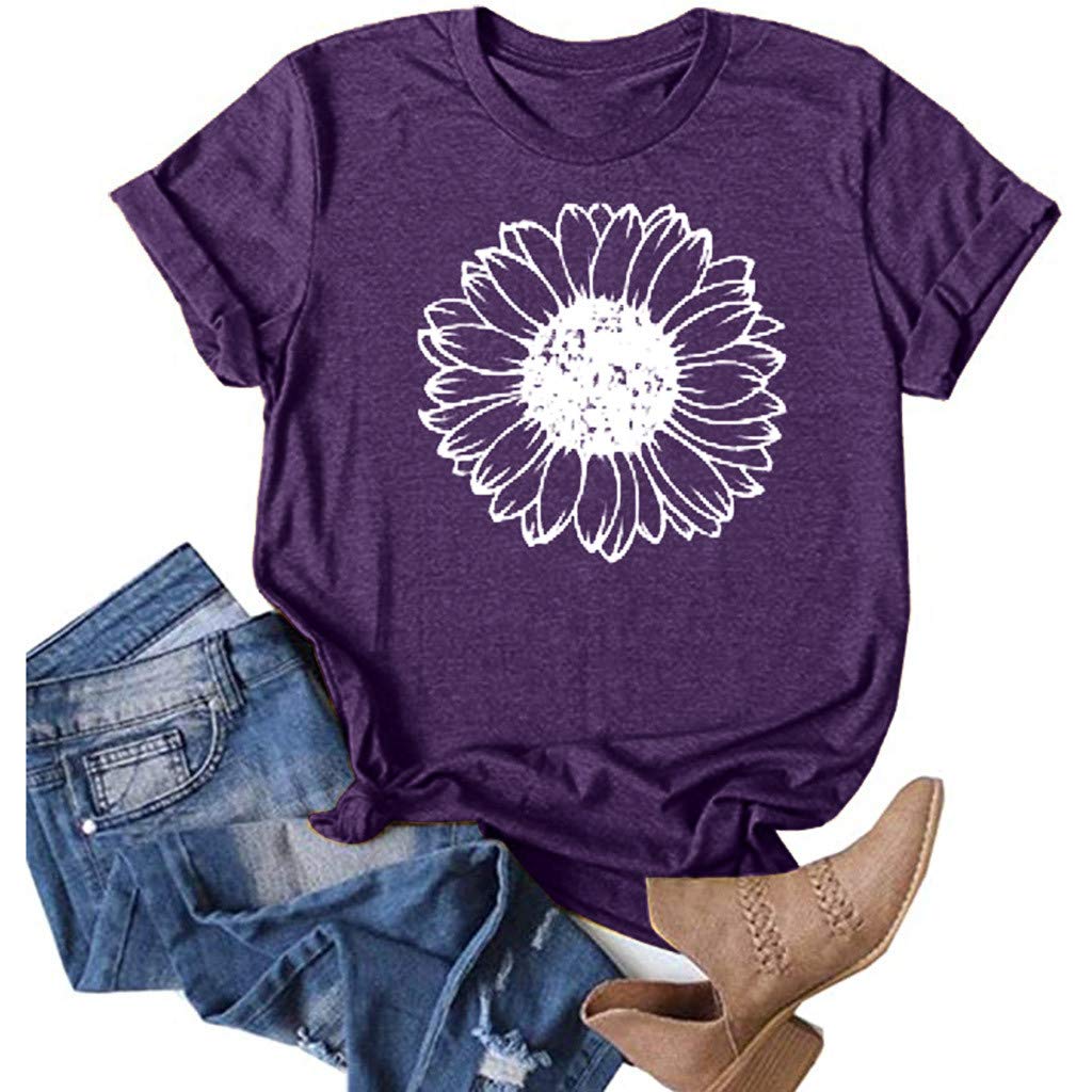 Women's Short Sleeve Crewneck Casual Pullover Tops - Lightweight Printed Blouses for Fall | Perfect for Everyday Wear, Office Outfits & Weekend Outings
