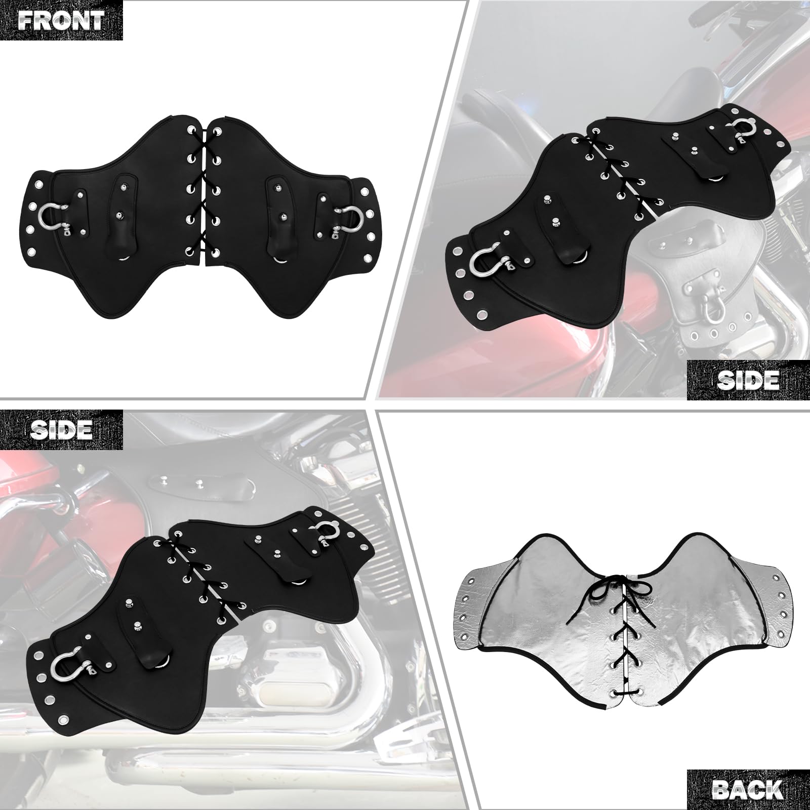 HDBUBALUS Universal Motorcycle Heat Shield & Saddle Deflector - Fits Harley Touring, Sportster, Yamaha, Suzuki, Kawasaki (Black) | Engine Heat Protection for Long Rides & Hot Weather Conditions