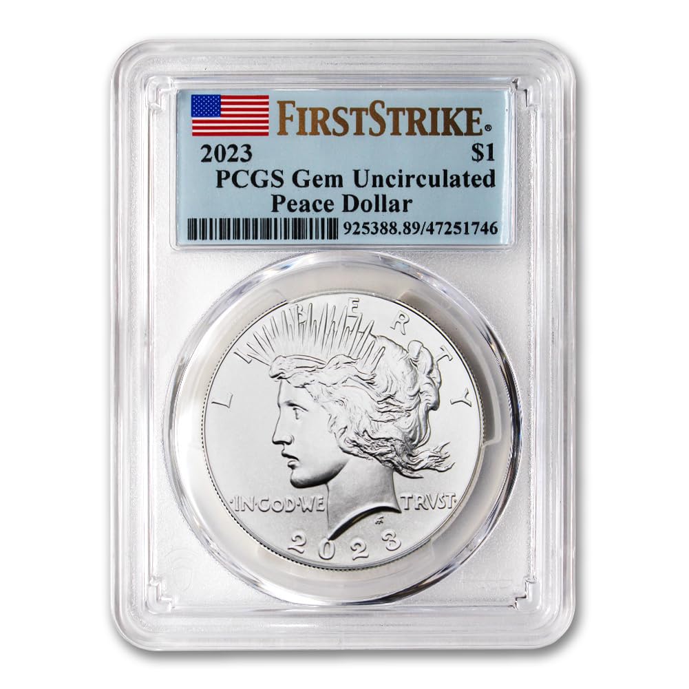 2023 American Peace Silver Dollar Coin $1 - Gem Uncirculated First Strike (PCGS Certified Flag Label) | Collectible Silver Coin for Investors & Numismatists | Perfect for Coin Collections, Gifts & Historical Displays