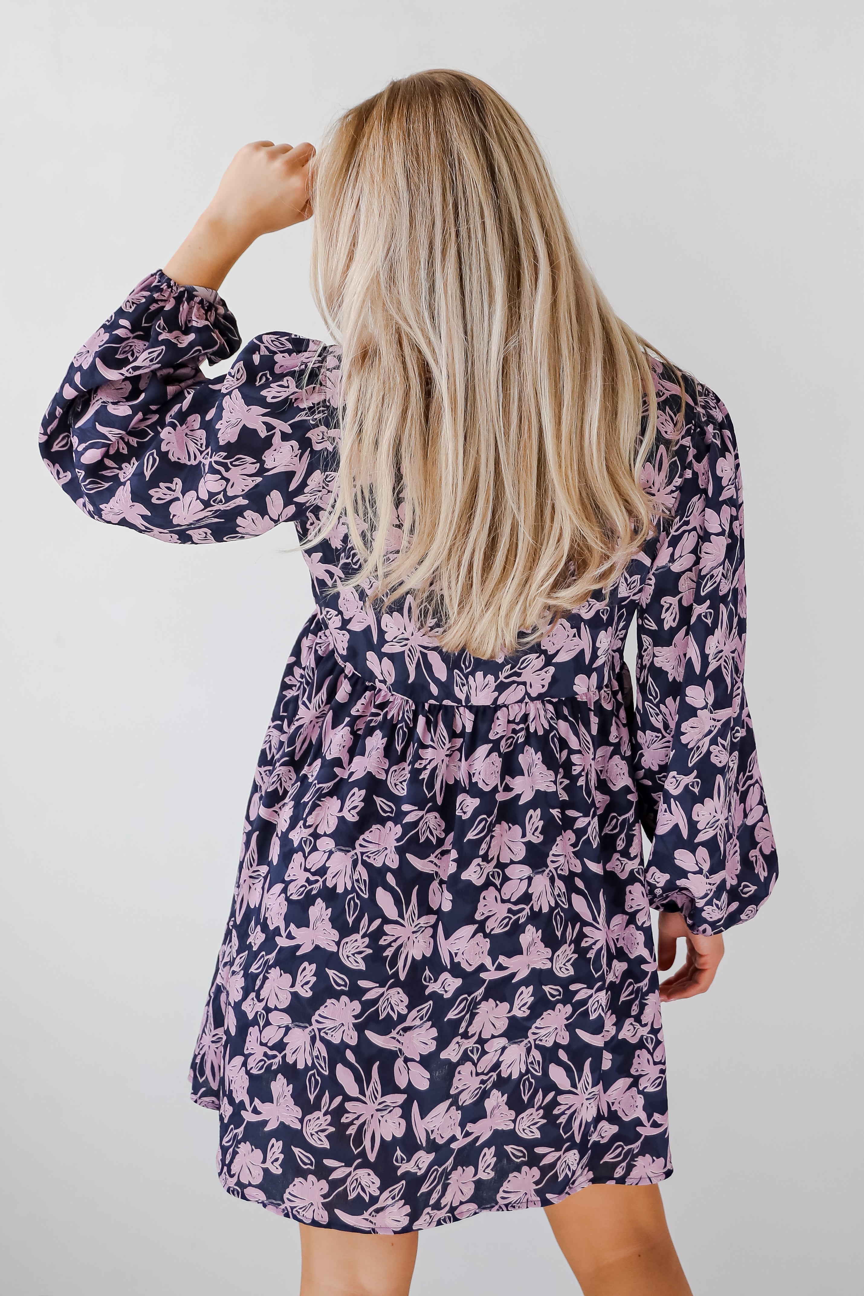 Chic Sense Navy Floral Babydoll Mini Dress - Women's Sexy Party Cocktail Dress for Night Out, Date Night & Summer Vacation