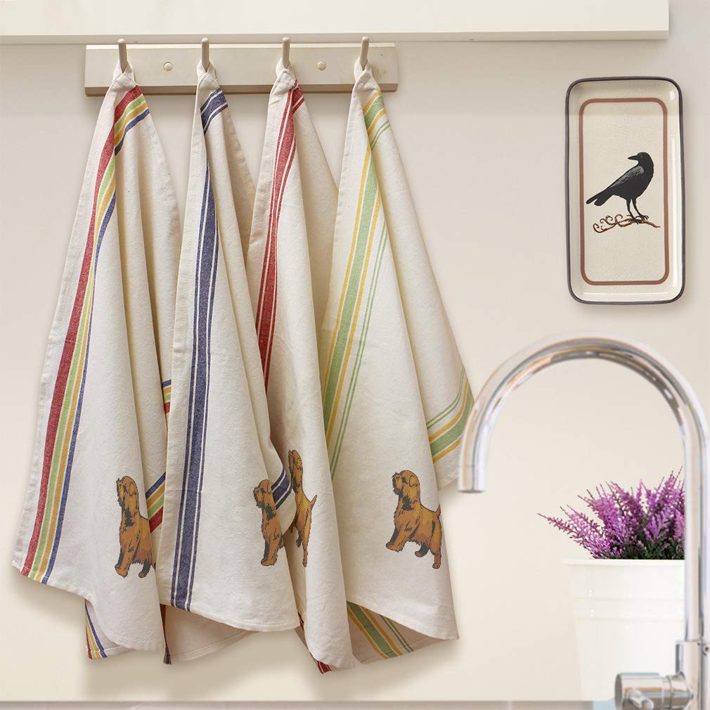 Custom Norfolk Terrier Dog Kitchen Towels - Blue Stripe Dish Towels for Pets, Cleaning & Decor - Perfect for Kitchen, Bathroom & Gift Giving