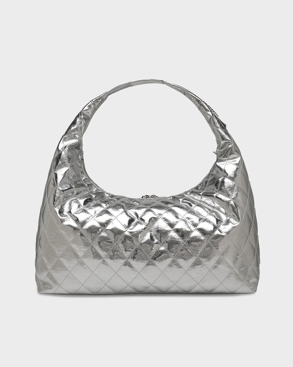 Stylish Silver Diamond Stitch Quilted Tote Bag for Women - Fashionable Handbag for Work, Travel & Everyday Use