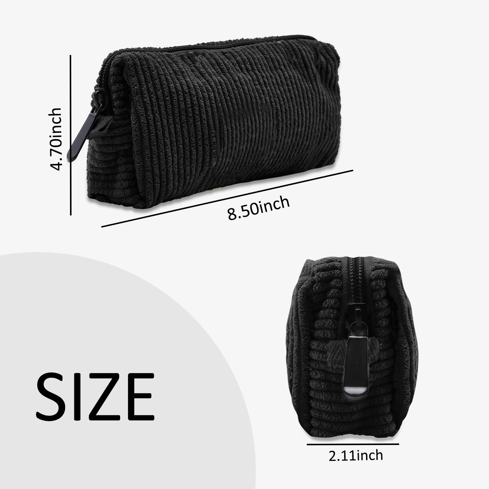 Boobeen Women's Corduroy Makeup Bag - Travel Cosmetic Organizer with Zipper, Small Purse Makeup Pouch for Girls, Cute Smiley Face Toiletry Bag | Perfect for Travel, Gym, Daily Use & Gift Giving