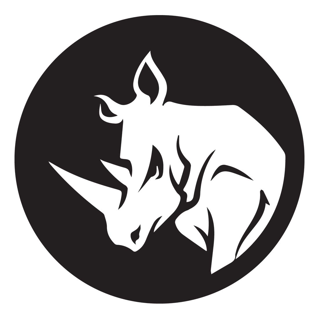 Premium Black Rhino Head Vinyl Decals (Set of 2) - Waterproof Stickers for Laptop, Phone, Helmet, Car Window, Bumper, Mug, Cup, Door & Wall Decor - Perfect for Outdoor Adventures, Dorm Room Decor, and Personalized Gifts