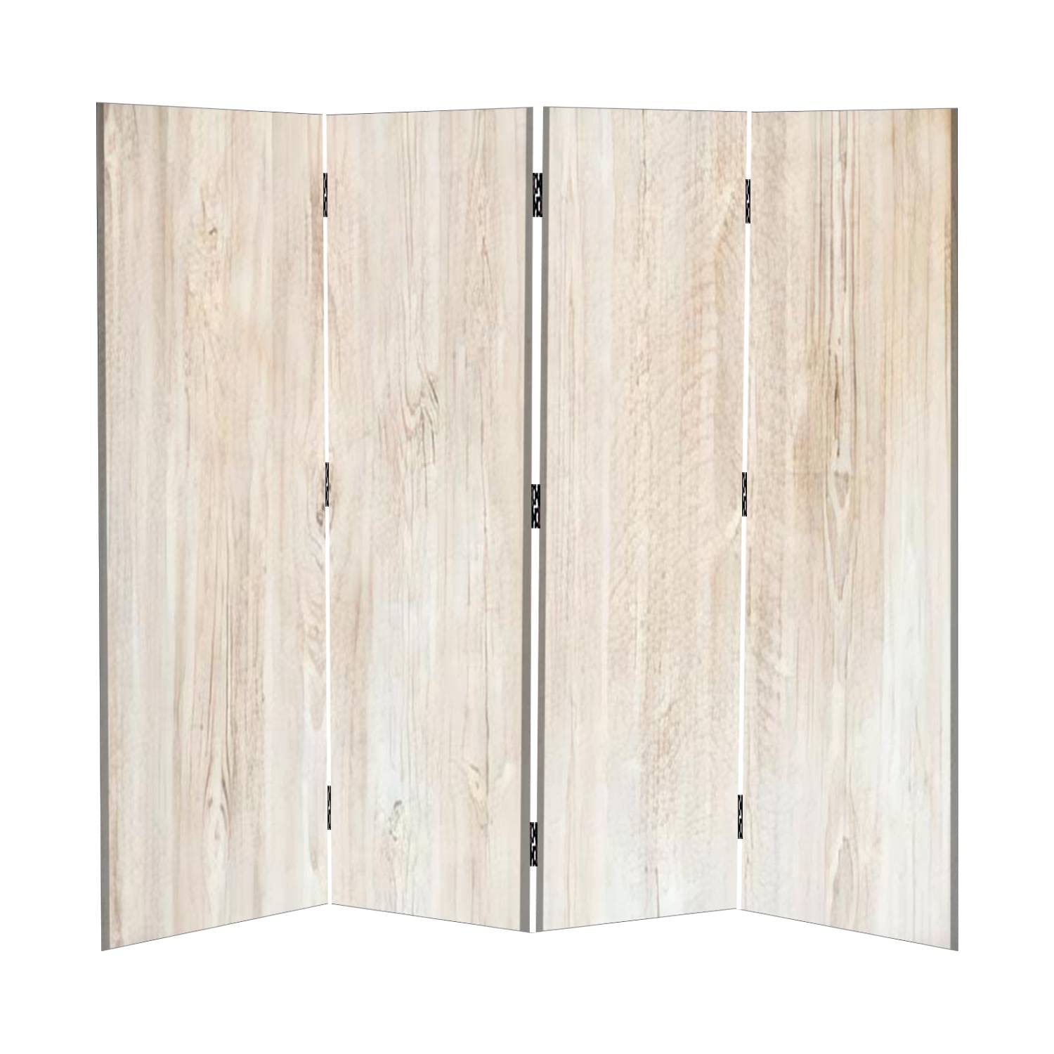 4 Panel Wood Texture Canvas Room Divider Screen - Folding Privacy Partition for Home, Office & Events | Temporary Wall Divider for Bedroom, Living Room & Workspace