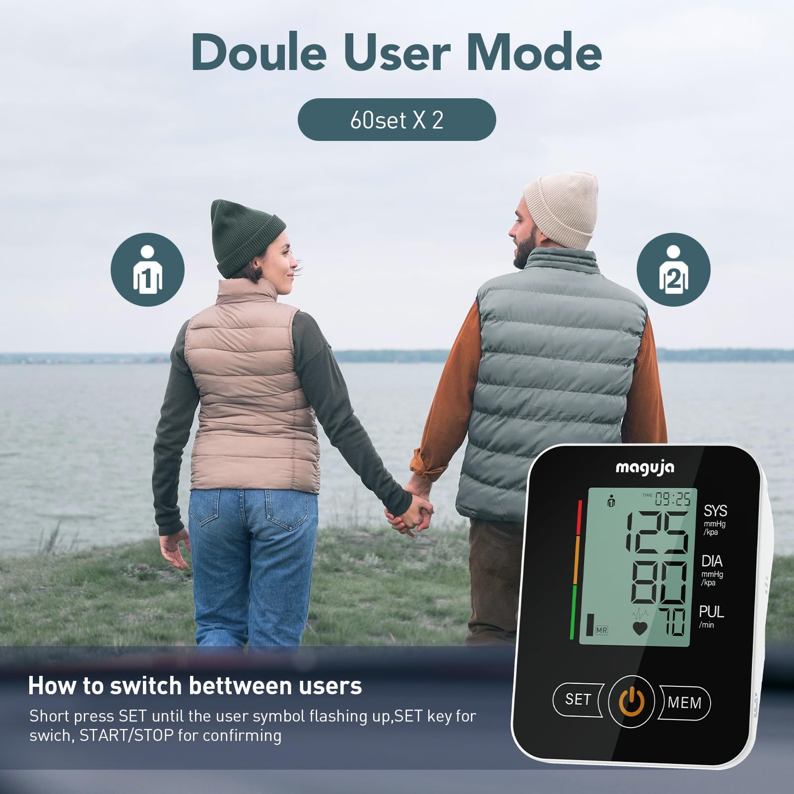 Maguja Automatic Digital Upper Arm Blood Pressure Monitor with Cuff - Accurate Home BP Machine for Hypertension Tracking & Heart Health Monitoring | Ideal for Adults, Seniors & Daily Health Checks