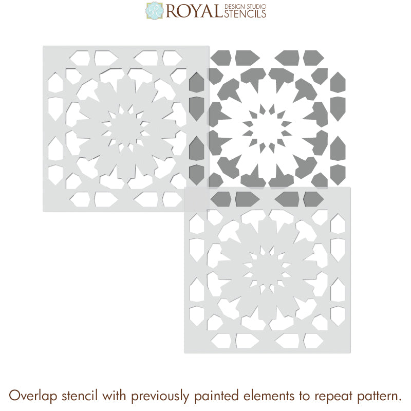 Premium Marhaba Tile Stencil Kit - Reusable DIY Mosaic & Wall Art Template for Home Decor, Bathroom, Kitchen Backsplash - Perfect for Arabic, Moroccan & Geometric Patterns