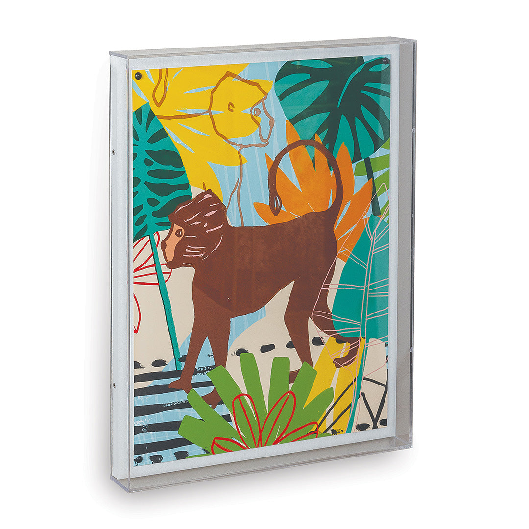 Playful Monkey Framed Wall Art - Cute Animal Decor for Kids Room, Nursery & Playroom - Perfect for Jungle Theme Bedrooms & Play Areas