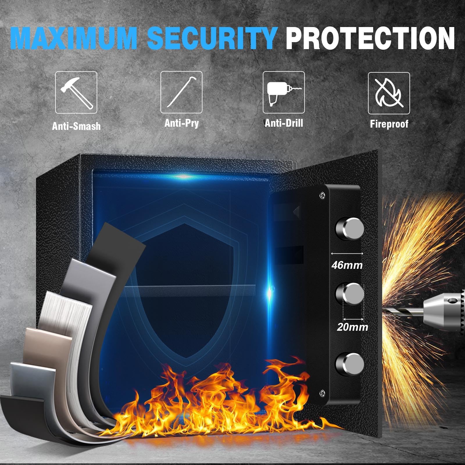 2.2 Cu Ft Steel Electronic Digital Safe Box for Home & Office - Secure Money, Jewelry, Valuables & Documents with Sensor Light, Removable Shelf & Mute Function | Perfect for Bedroom, Closet or Business Security Storage