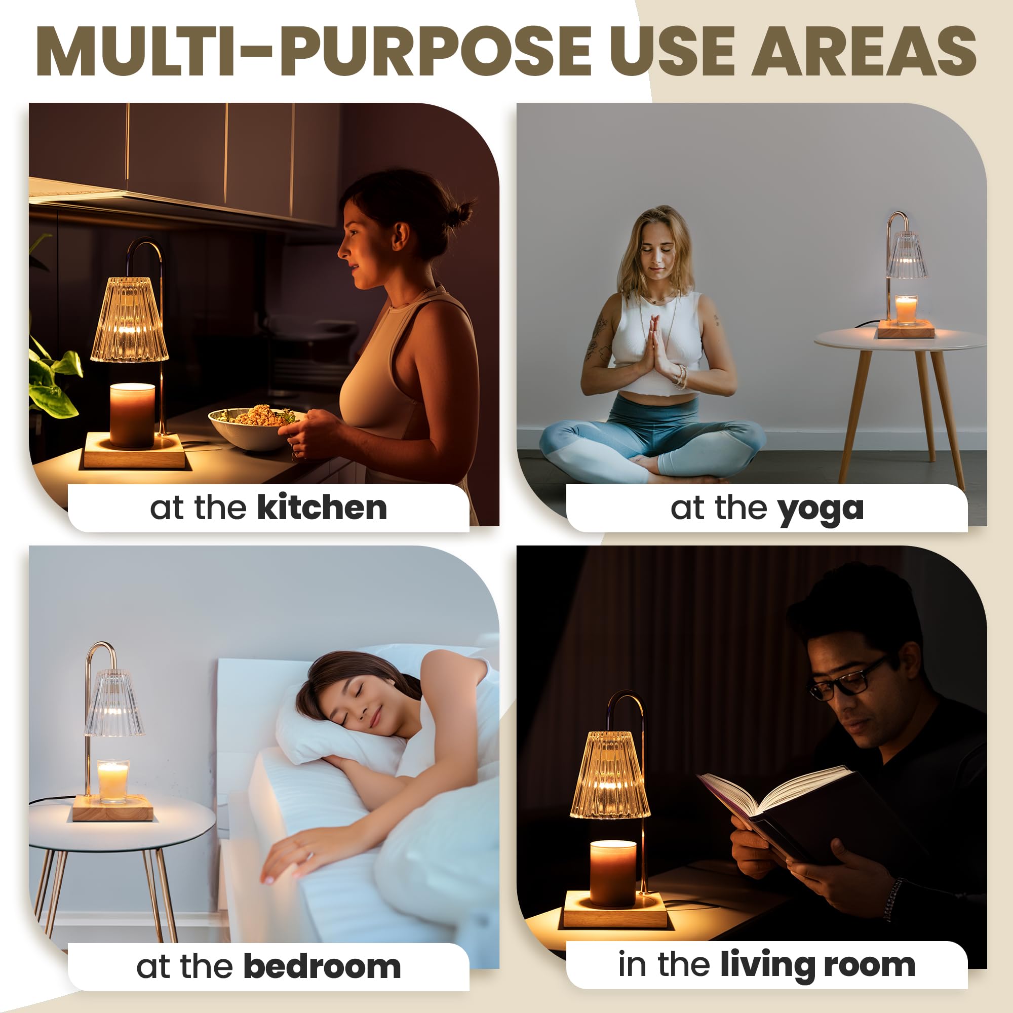Elegant Candle Warmer Lamp with Timer & Dimmer - 4 Bulbs + Scented Candle Included | Aromatherapy Home Decor for Bedroom, Living Room | Perfect Housewarming & Mother's Day Gift for Jar Candle Lovers