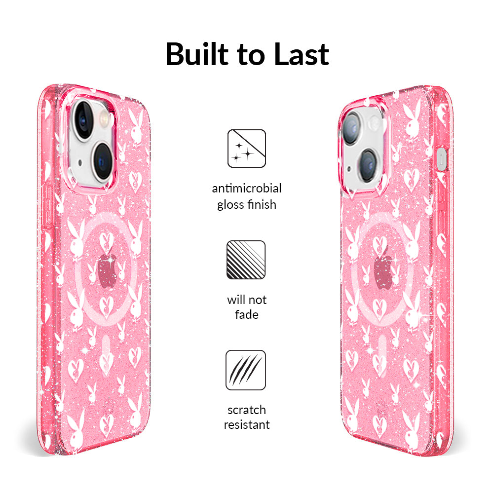 Playboy Pink Bunny Glitter iPhone Case - Cute & Stylish Phone Cover for iPhone 13/14/15 Pro Max - Perfect for Parties, Gifts & Everyday Fashion