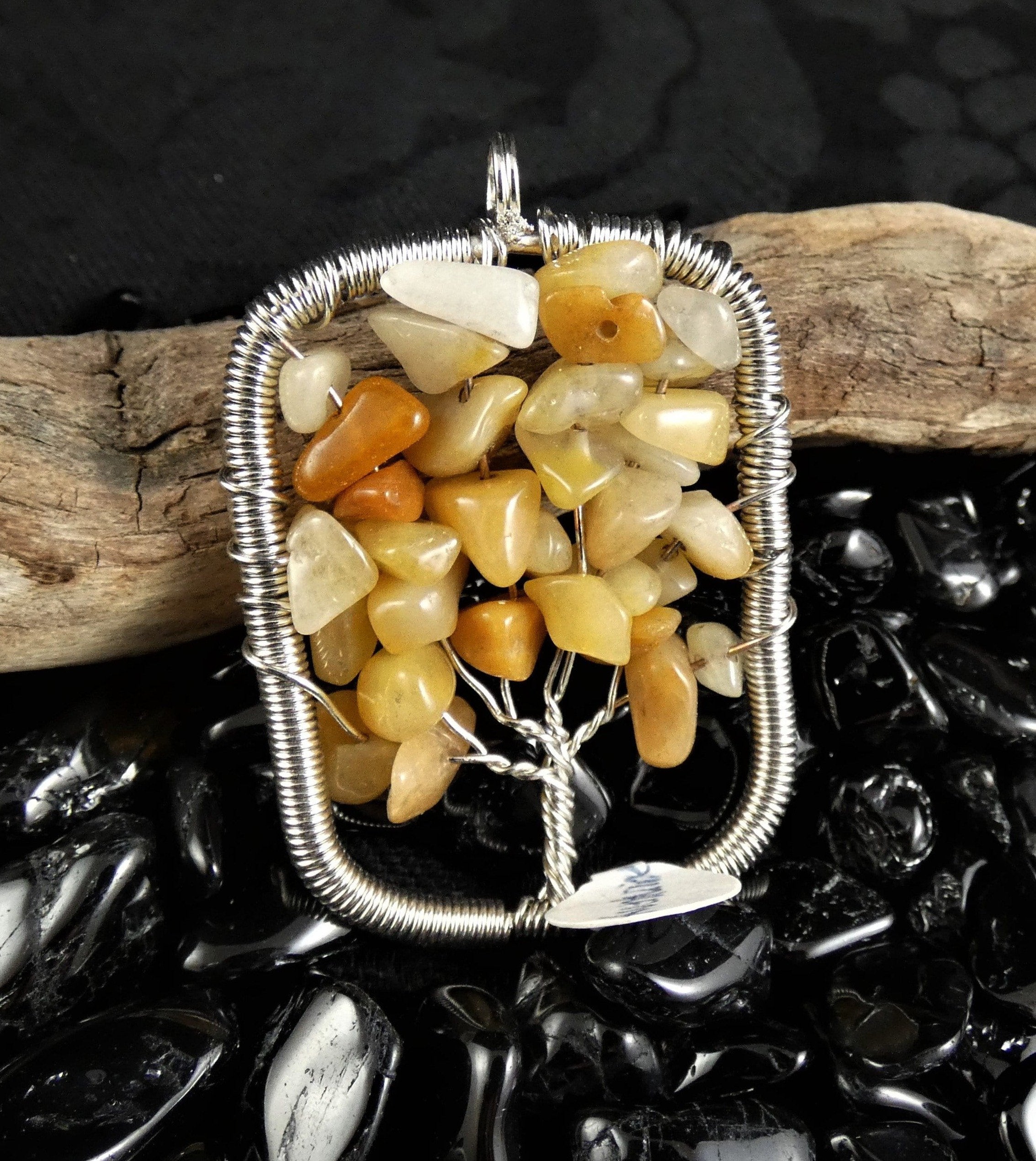 Natural Aventurine Tree of Life Pendant Necklace - Healing Crystal Jewelry for Women - Perfect for Meditation, Yoga & Spiritual Gifts