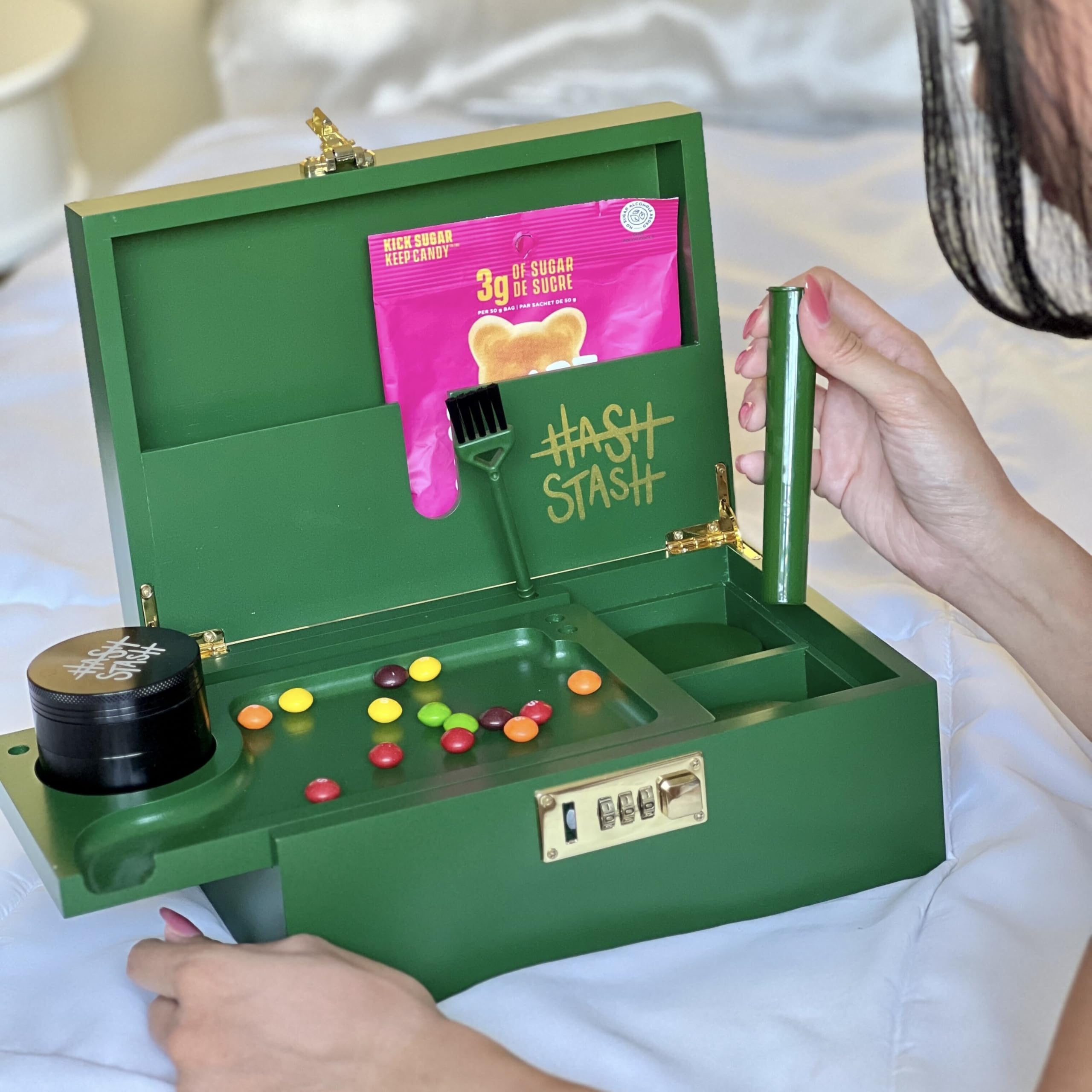 Premium Storage Box - Durable & Stylish (Green/Gold) - Perfect for Home Organization, Office Supplies & Craft Storage