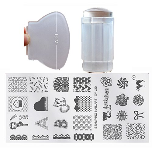 Egyptian Eye Pharaoh Pyramid Nail Art Stamping Plates - 30 Unique Designs for Nail Stamping, Includes Pink Scraper & Image Transfer Tool | Perfect for DIY Nail Art, Salon Professionals, and Gift Ideas