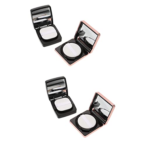 FOMIYES 4-Piece Empty Plastic Loose Powder Compact Case - DIY Makeup Powder Container with Mirror & Puff - Perfect for BB Cream, Foundation & Air Cushion Refills - Ideal for Travel & Professional Makeup Kits
