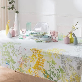 Premium Canopee Blanc Tablecloth - 50% Cotton 50% Linen Blend - Elegant Dining Table Cover for Weddings, Parties & Formal Events