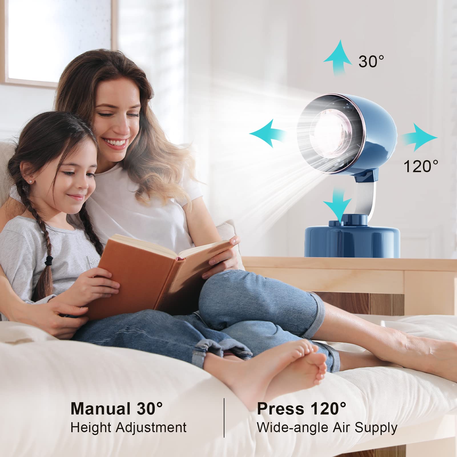 Turbo Force Desk Fan with Aromatherapy Diffuser - 120° Adjustable Head, 4000mAh Battery (12H Runtime), Quiet 4-Speed Air Circulator - Perfect for Bedroom, Home Office & Workspace Cooling