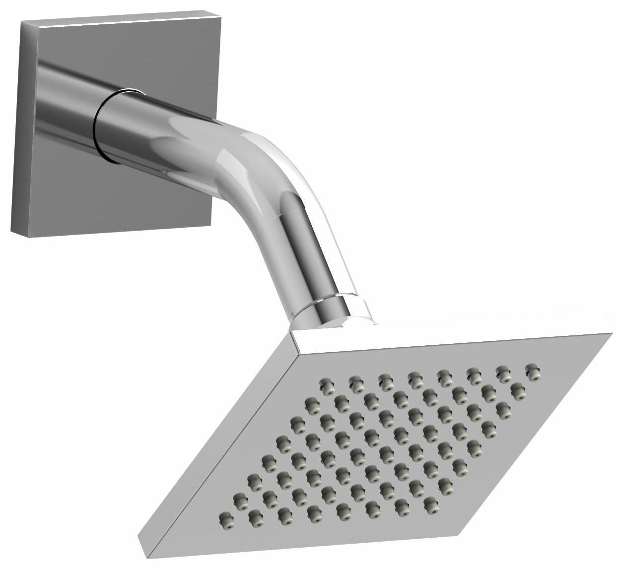 4-Spray Square Shower Head with Adjustable Arm - Chrome Finish by RIOBEL - Perfect for Modern Bathrooms & Spa-Like Shower Experience