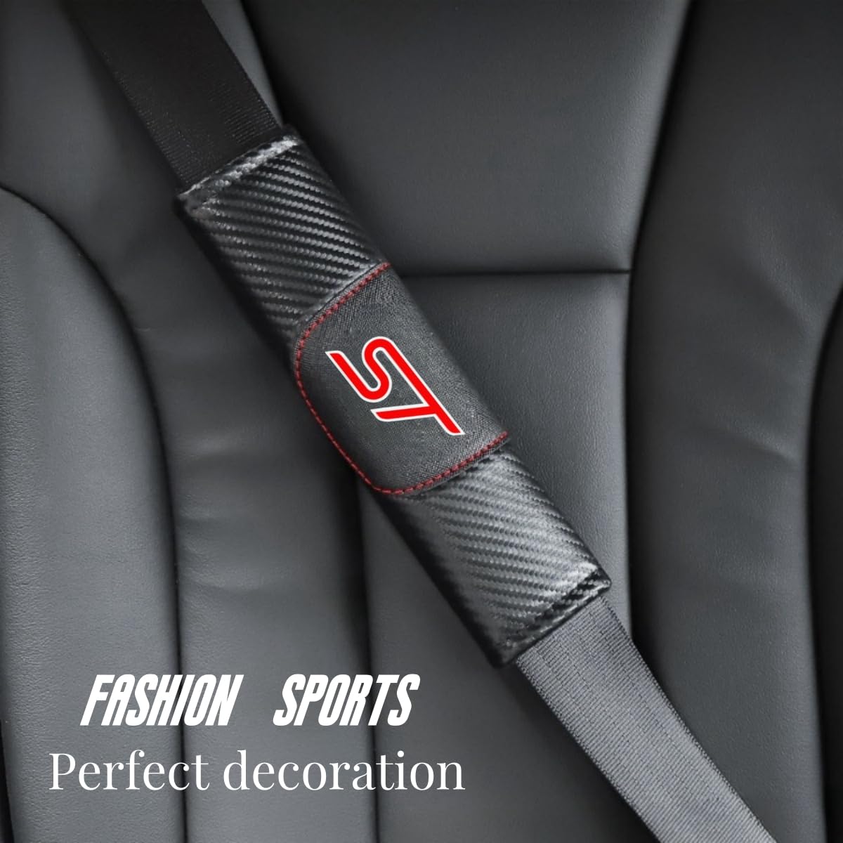 2Pcs Carbon Fiber Car Seat Belt Cover Pad - Soft & Comfortable Shoulder Protector for Ford Focus, Fiesta, Explorer, Edge ST - Universal Fit for Cars, SUVs, Trucks - Perfect for Long Drives & Daily Commutes