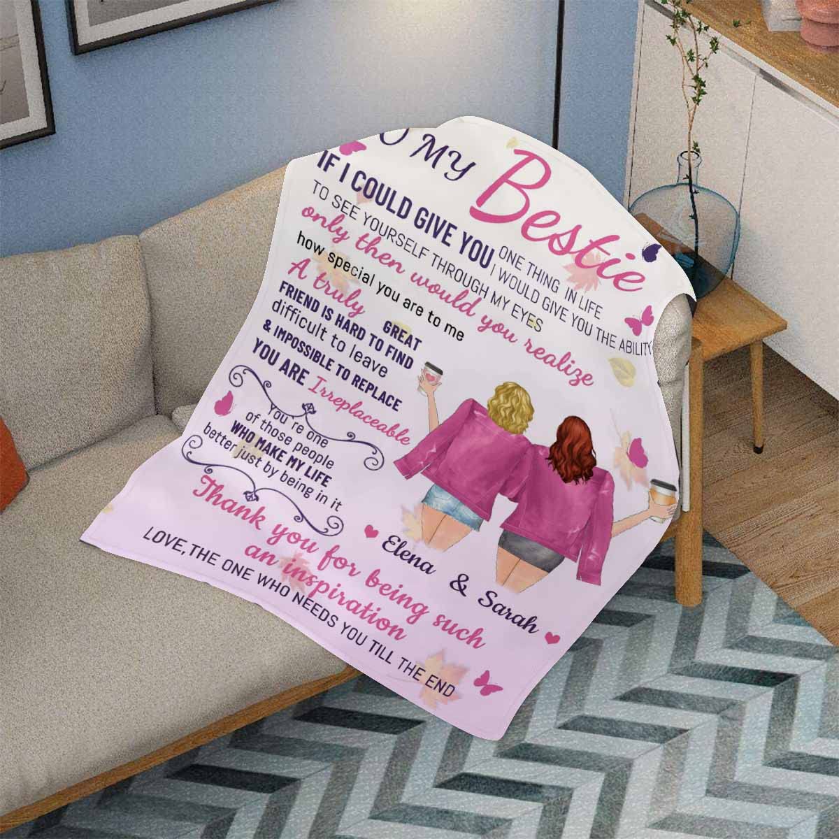 Custom Best Friend Blanket for Women - Personalized Photo Throw Blanket for BFF, Sister & Couples - 70