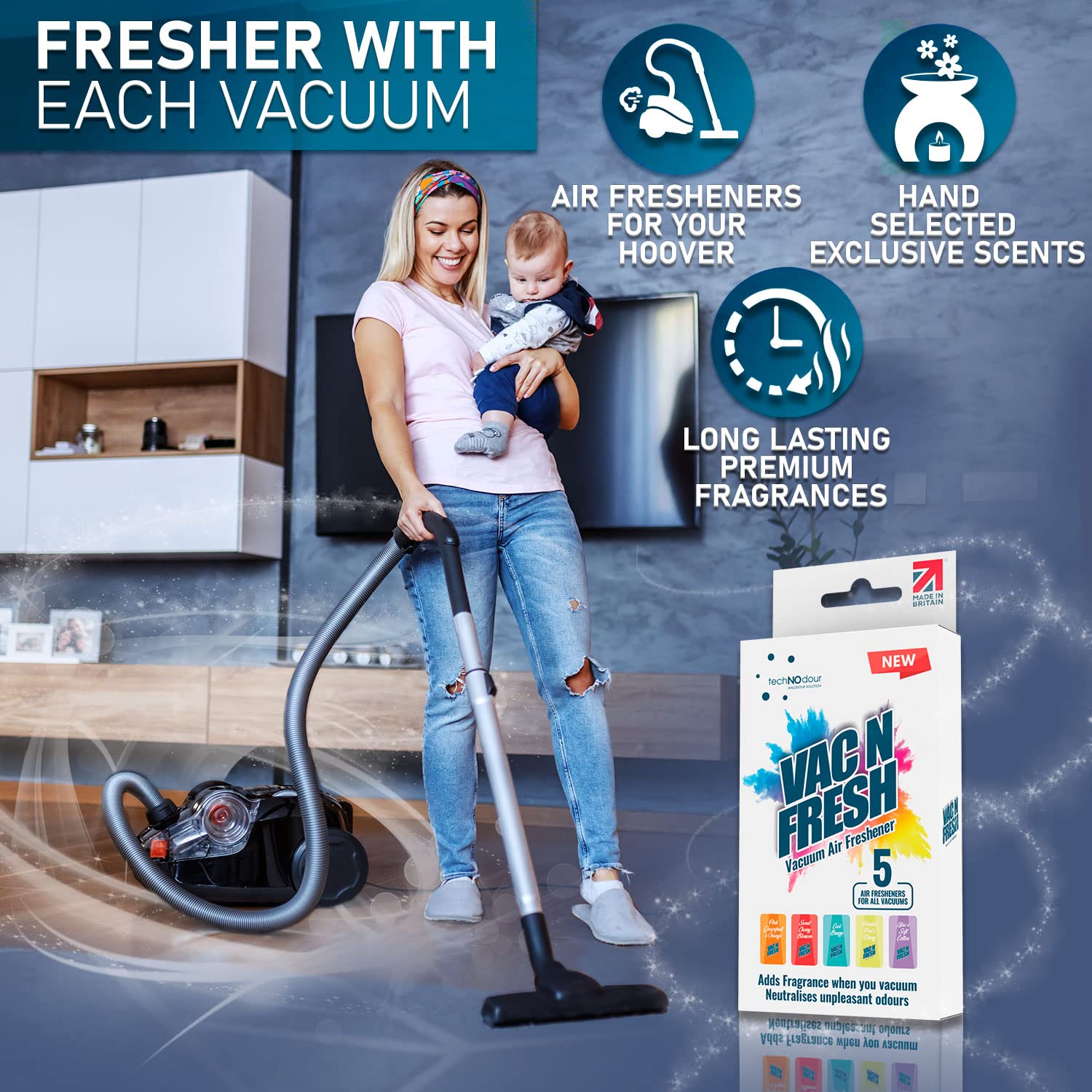 Vac N Fresh Hoover Bag Fresheners 5 Pack - Scented Vacuum Deodorizer Discs for Pet Owners - Eliminates Odors in Bagless & Regular Vacuums