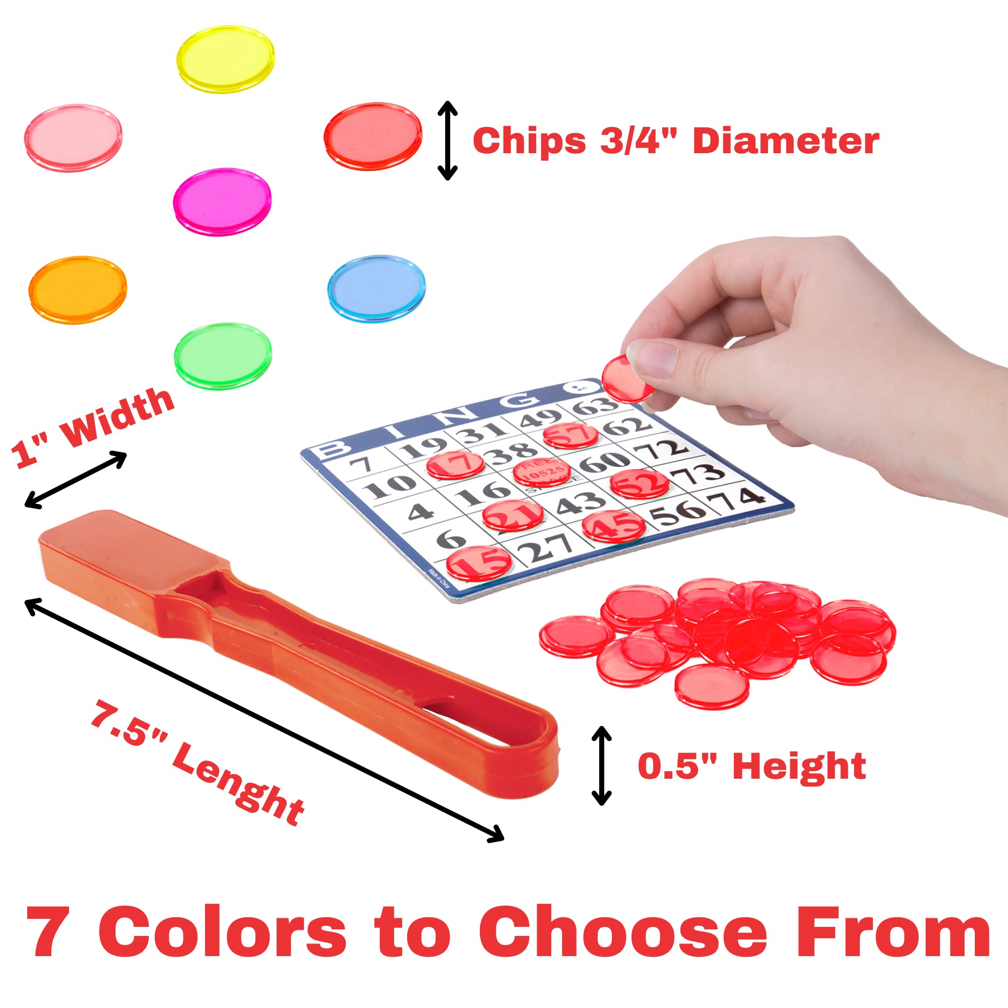 MR CHIPS USA-Made Magnetic Bingo Wand with 100 Red Chips - Perfect for Bingo Games, Classroom Activities & Family Game Nights