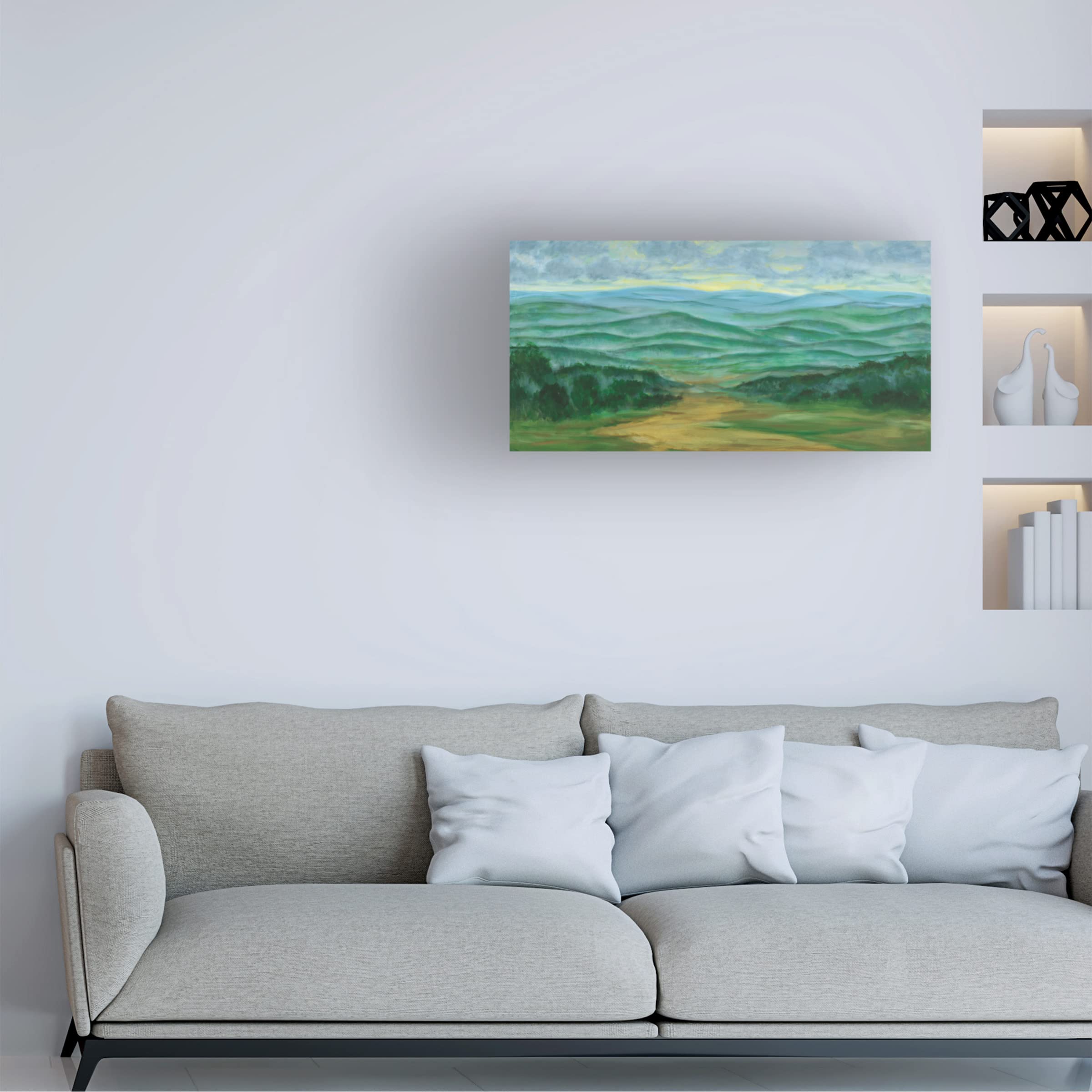 Julie Joy 'Misty Mountain View I' Canvas Wall Art Print - Landscape Nature Painting for Living Room, Bedroom & Office Decor
