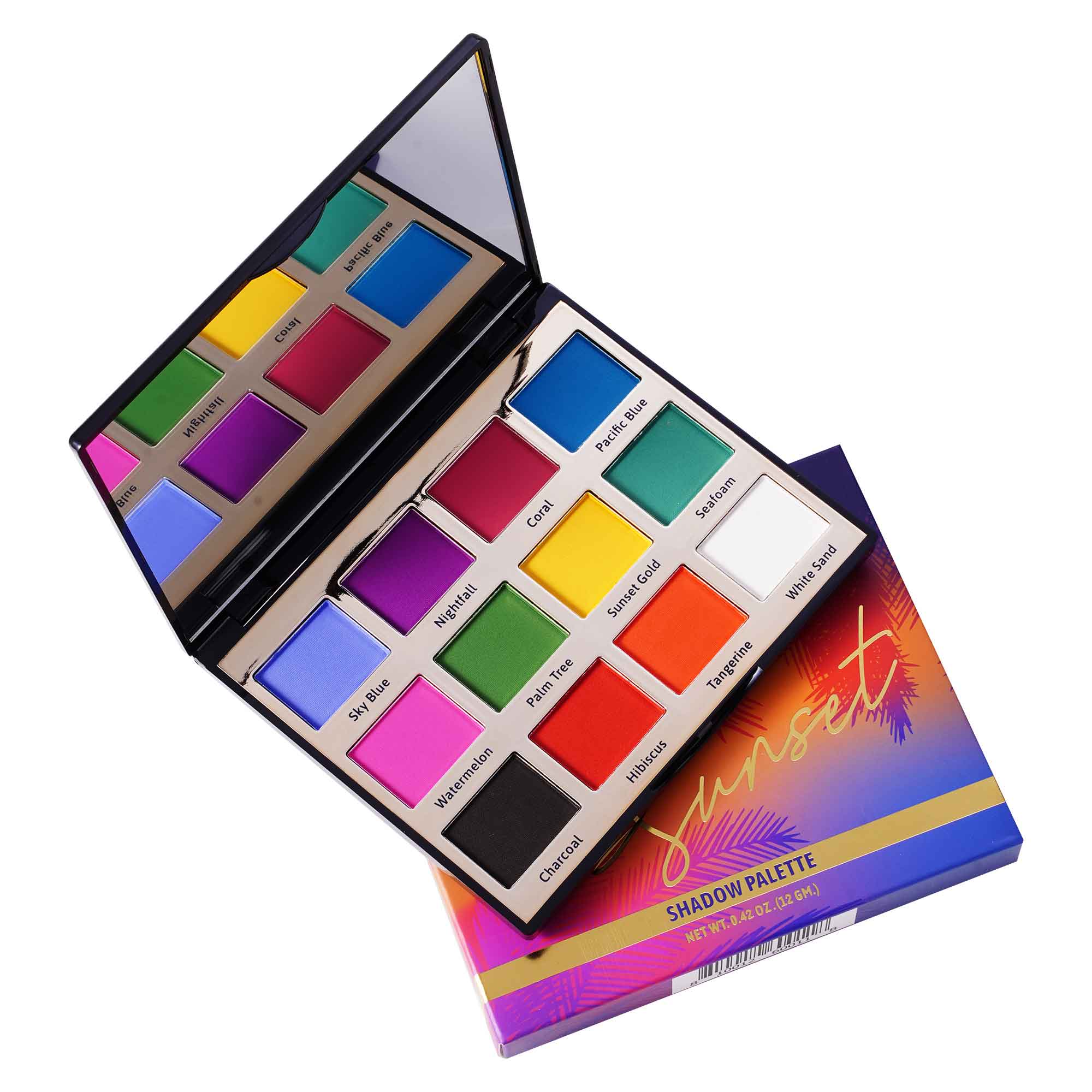 Vegan & Cruelty-Free 12 Color Tropical Sunset Eyeshadow Palette - Long Lasting, Highly Pigmented Makeup for Party, Wedding & Everyday Wear