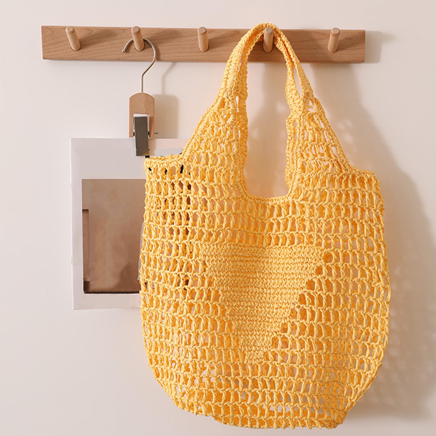 Customizable Personalized Women's Straw Mesh Tote Bag - Breathable Hollowed Out Beach Bag for Sunbathing, No Sand or Gravel Carry - Summer Shoulder Bag with Name Embroidery | Perfect for Beach Vacations, Pool Parties & Outdoor Picnics