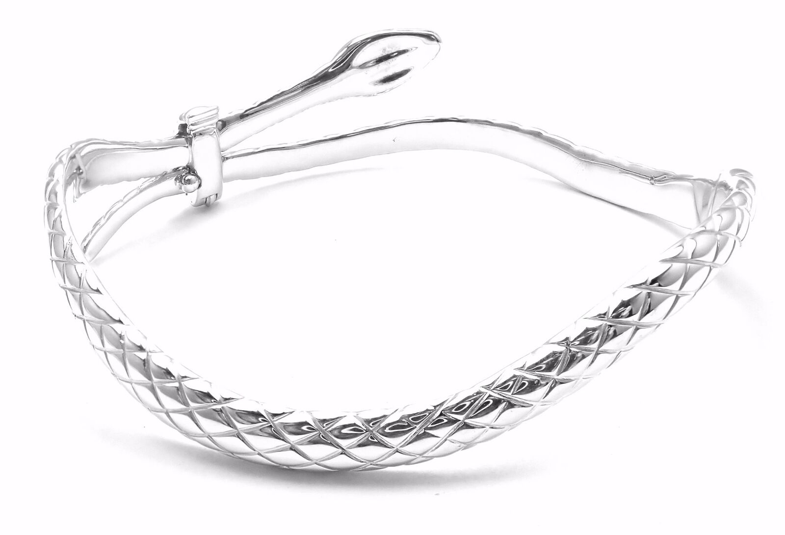 Authentic Tom Ford 18k White Gold Diamond Snake Bangle Bracelet - Luxury Jewelry for Women, Perfect for Parties, Weddings & Special Occasions
