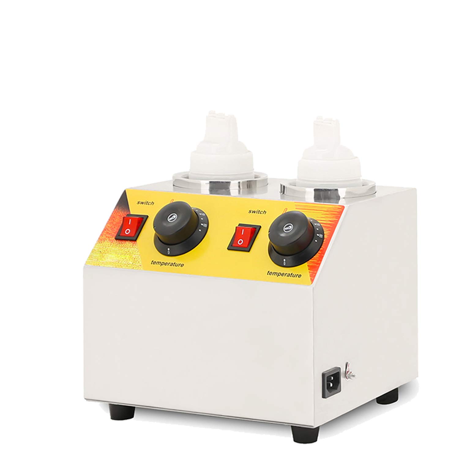 **550ml Electric Sauce Warmer Machine - Double Bottle Hot Cheese & Chocolate Dispenser for Fondue, Caramel, Fudge (Silver) - Perfect for Restaurants, Catering & Home Kitchen Use**