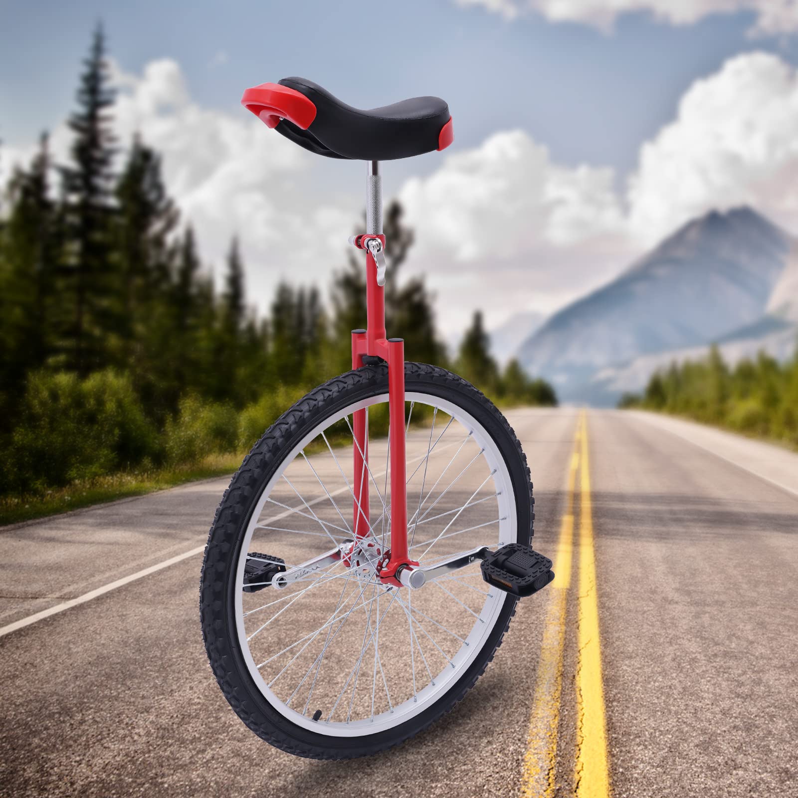 YIYIBYUS 24 Inch Wheel Unicycle for Adults & Teens - Adjustable Height Outdoor Exercise Bike with 2 Non-Slip Pedals - Perfect for Balance Training, Fitness Workouts & Commuting | Great for Park Rides, Gym Sessions & Daily Transportation