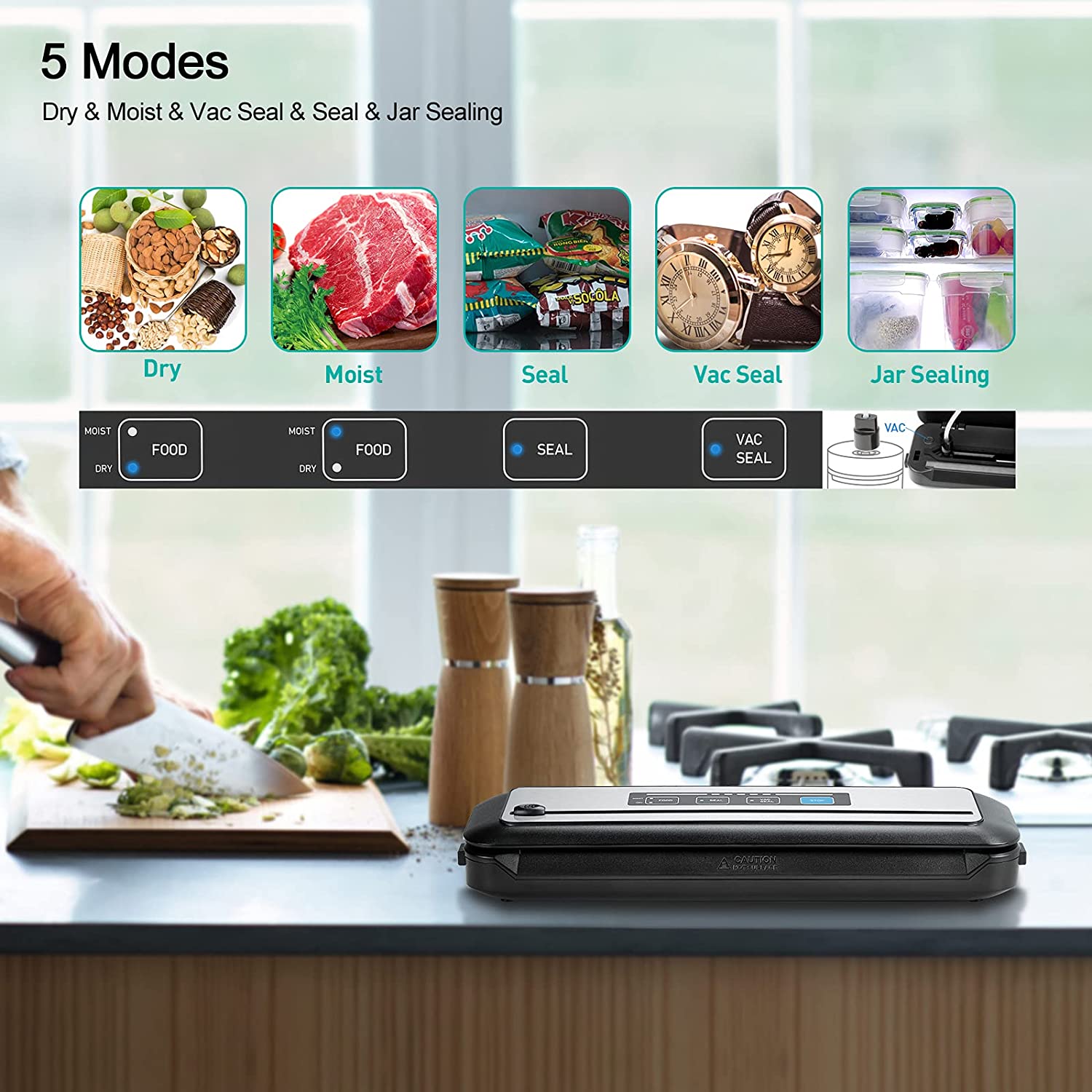 INK VS01 Vacuum Sealer Machine for Food Preservation - Compact & Efficient Vacuum Sealing System for Freshness, Sous Vide, Meal Prep & Storage