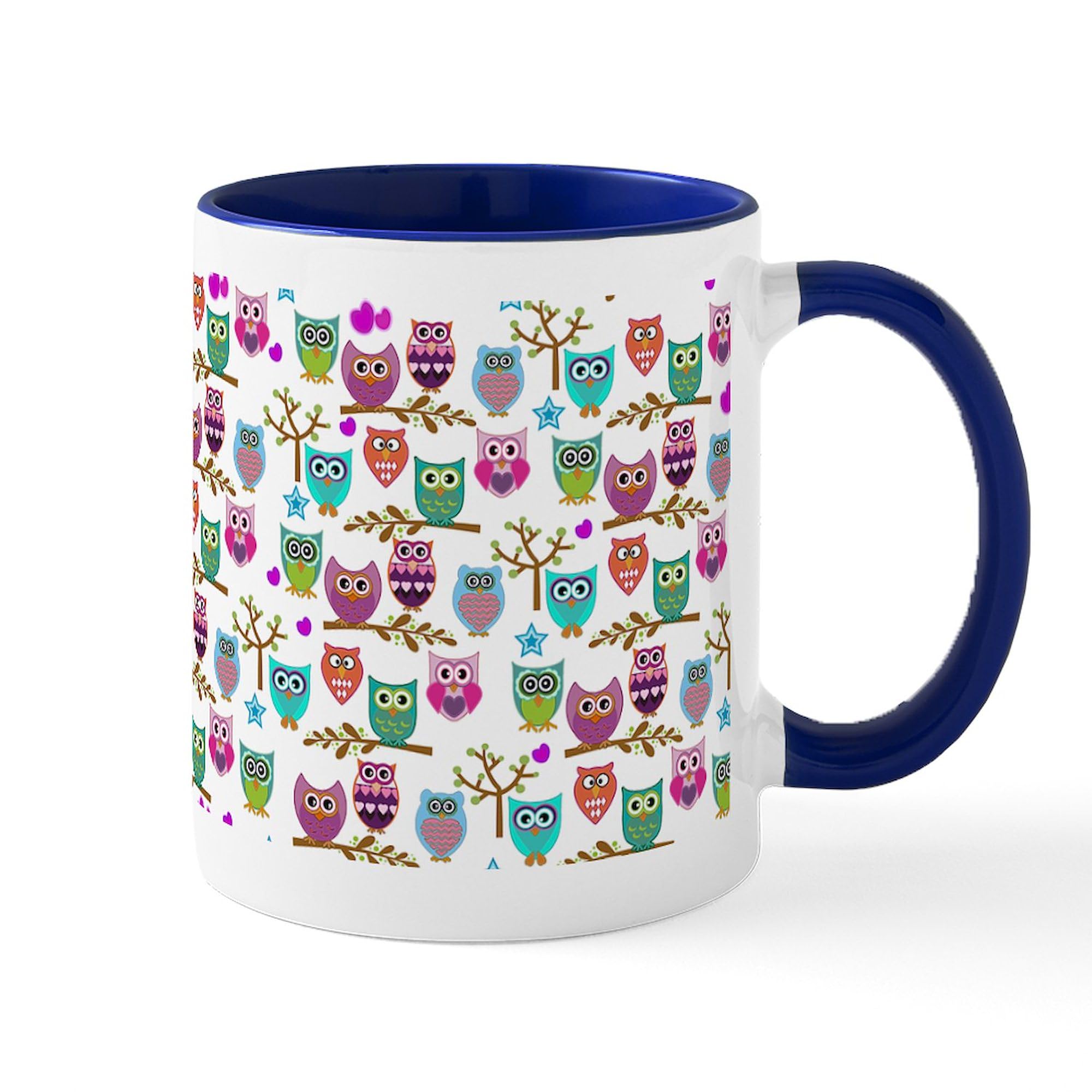 Happy Owls Ceramic Coffee Mug 11 oz (325 ml) - Cute Owl Design for Tea, Hot Chocolate & Coffee Lovers - Perfect for Home, Office & Gifts