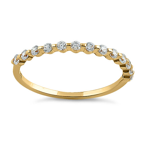 14K Solid Yellow Gold Round Row CZ Ring – Elegant Cubic Zirconia Jewelry for Women, Perfect for Weddings, Anniversaries & Special Occasions
