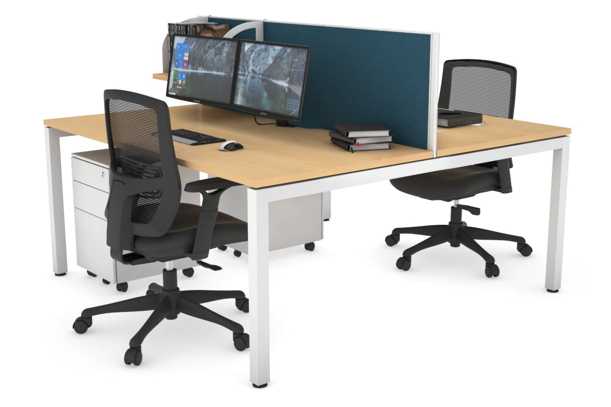 Quadro Square Legs 2 Person Office Workstation Desk - 1200L x 800W with Cable Management Scallop - Perfect for Shared Workspaces & Home Offices