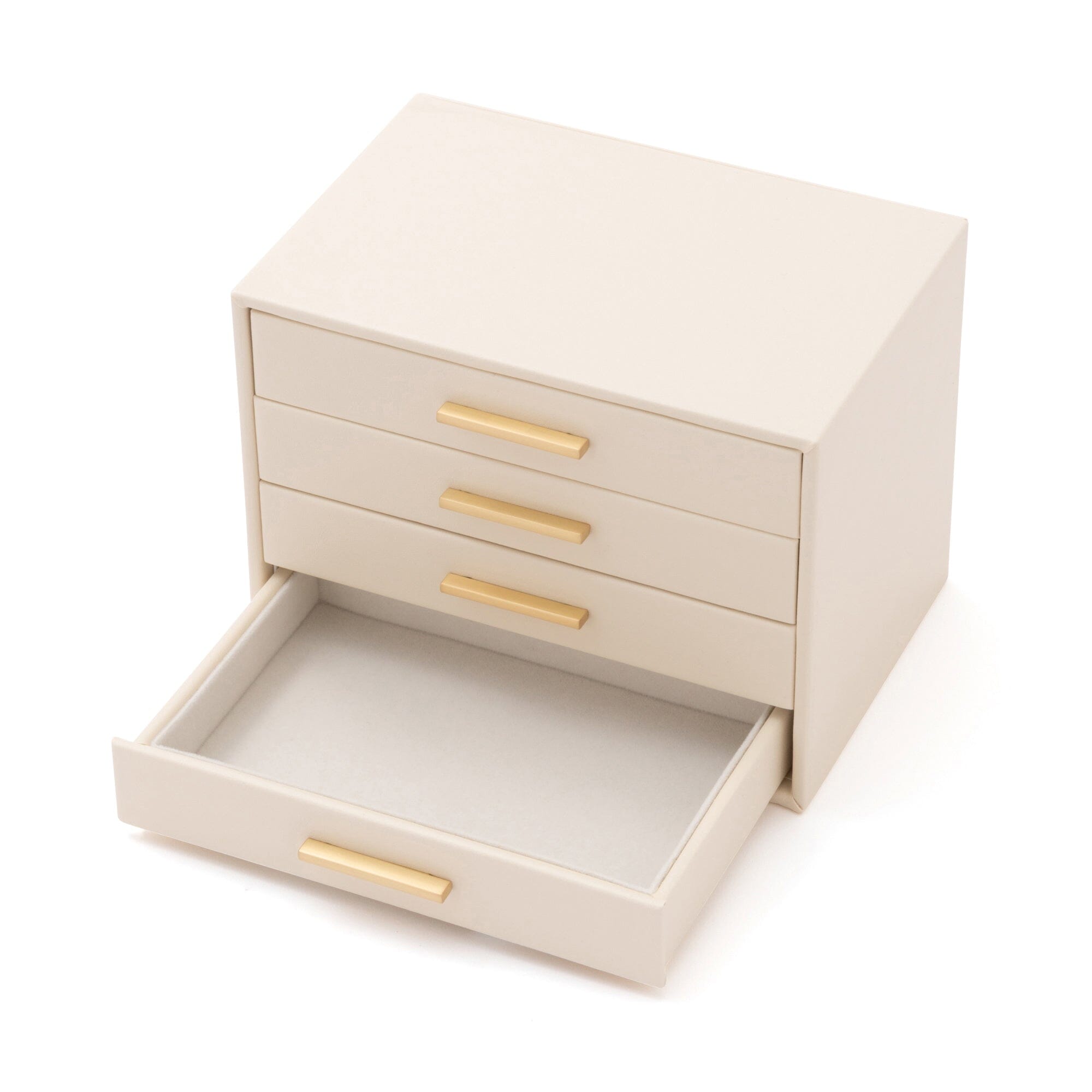 White 4-Section Drawer Jewelry Box - Perfect for Organizing Necklaces, Rings & Earrings on Dresser or Vanity