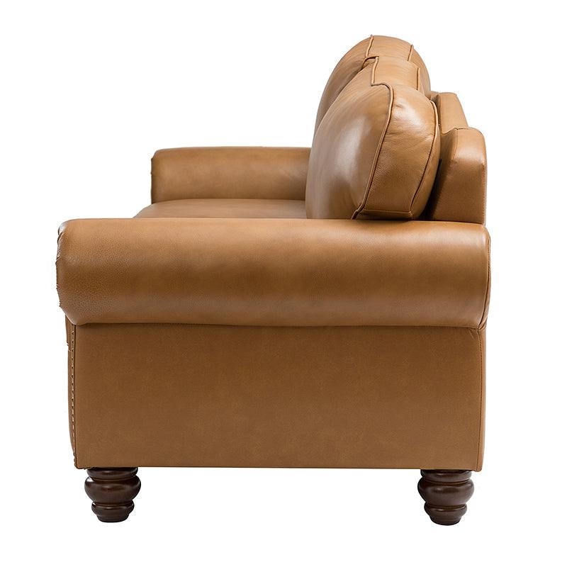 Flavio 81 Genuine Leather Sofa - Premium Full Grain Leather Couch for Living Room, Lounge & Office - Comfortable Modern Sectional Sofa with Sturdy Wood Frame