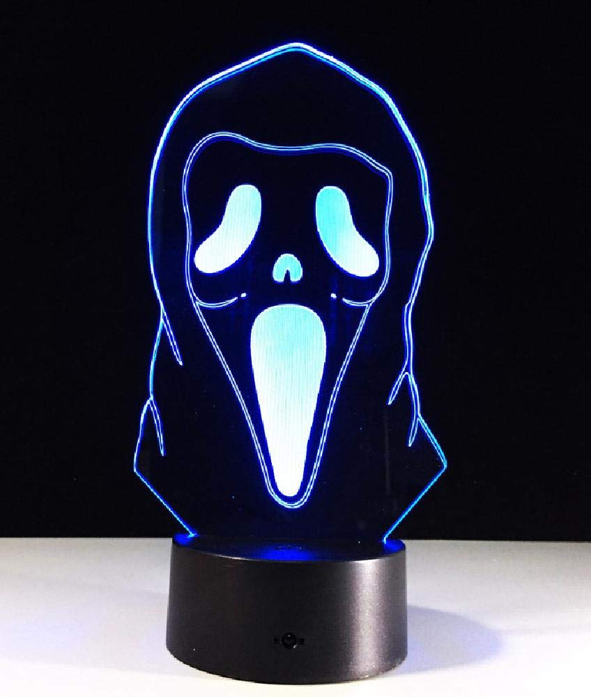 3D Illusion Lamp with Remote Control - 7 Color Changing LED Night Light for Kids Room, Bedside, Desk, and Home Decor - USB Powered, Touch Button, 3D Ghost Scream Fantasy Visual Light for Bedroom, Bar, and Party Decorations