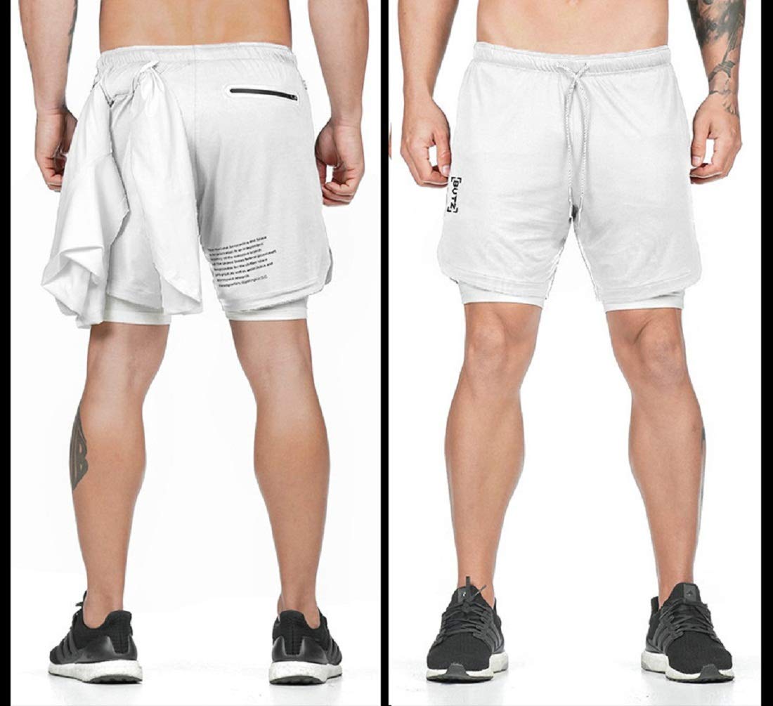 Sandbank Men's 2-in-1 Running Shorts with Liner - Lightweight Quick-Dry Gym Shorts for Workout & Training - Athletic Sport Short Pants with Towel Loop & Pockets - Perfect for Jogging, Basketball, Yoga & Outdoor Activities