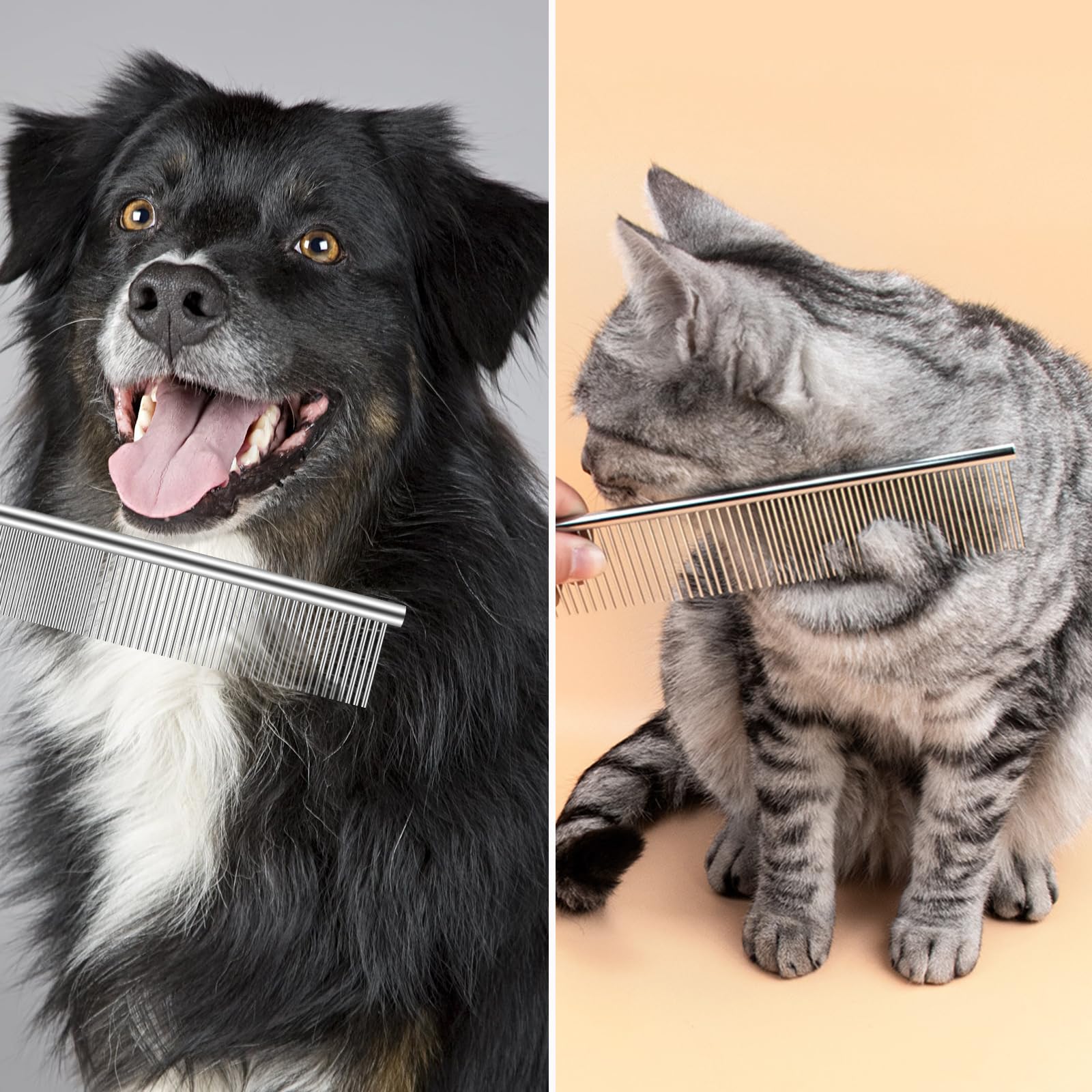 Odoland 6-in-1 Dog Grooming Kit - Slicker Brush, Undercoat Rake, Hair Removal Comb & Nail Clippers for Long Haired Dogs, Cats & Puppies | Pet Shedding Tool & Care Essentials for Home Grooming (Pink)