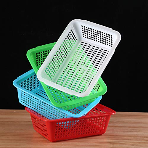 Sohapy Plastic Storage Baskets - 4 Pack Desk Organizer Bins for Classroom, Office, Closet & Shelves | Perfect for Teaching Supplies, Drawer Organization & Desktop Storage
