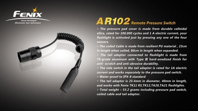 Fenix AER 01 Remote Pressure Switch - Tactical Flashlight Accessory for Hunting, Camping & Outdoor Adventures (Discontinued)