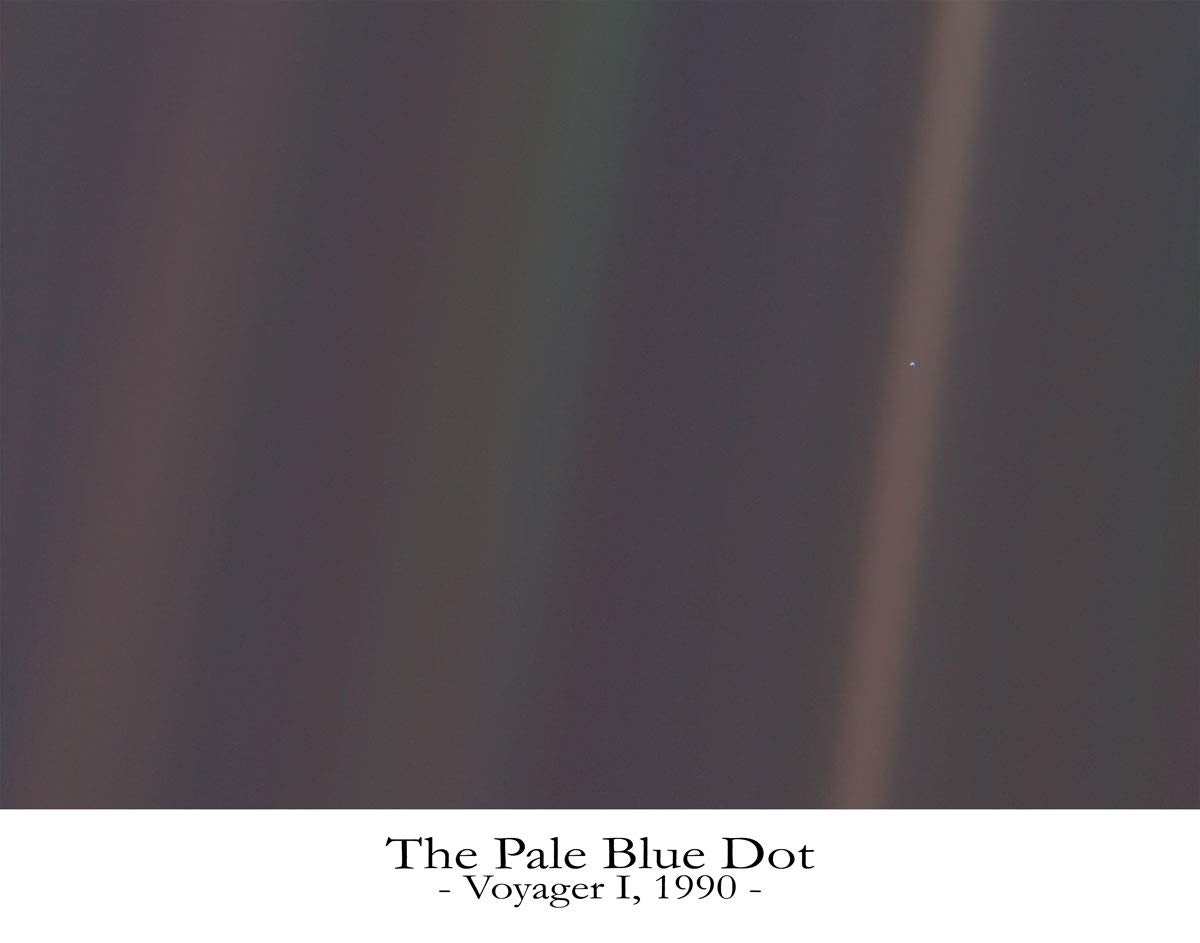 Earth Pale Blue Dot Wall Art - NASA Voyager 1 Space Astronomy Poster | Minimalist Home Decor, Science Art Print for Bedroom & Office (33.1 x 46.8 inches) - Perfect for Space Enthusiasts, Astronomy Gifts & Modern Interior Design