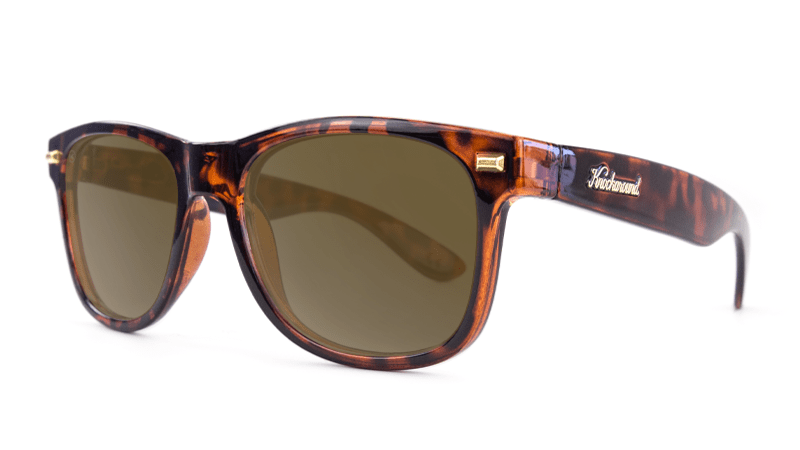 Fort Knocks Glossy Tortoise Shell & Amber Sunglasses - UV Protection Polarized Lenses for Outdoor Activities, Driving, and Beach Vacations