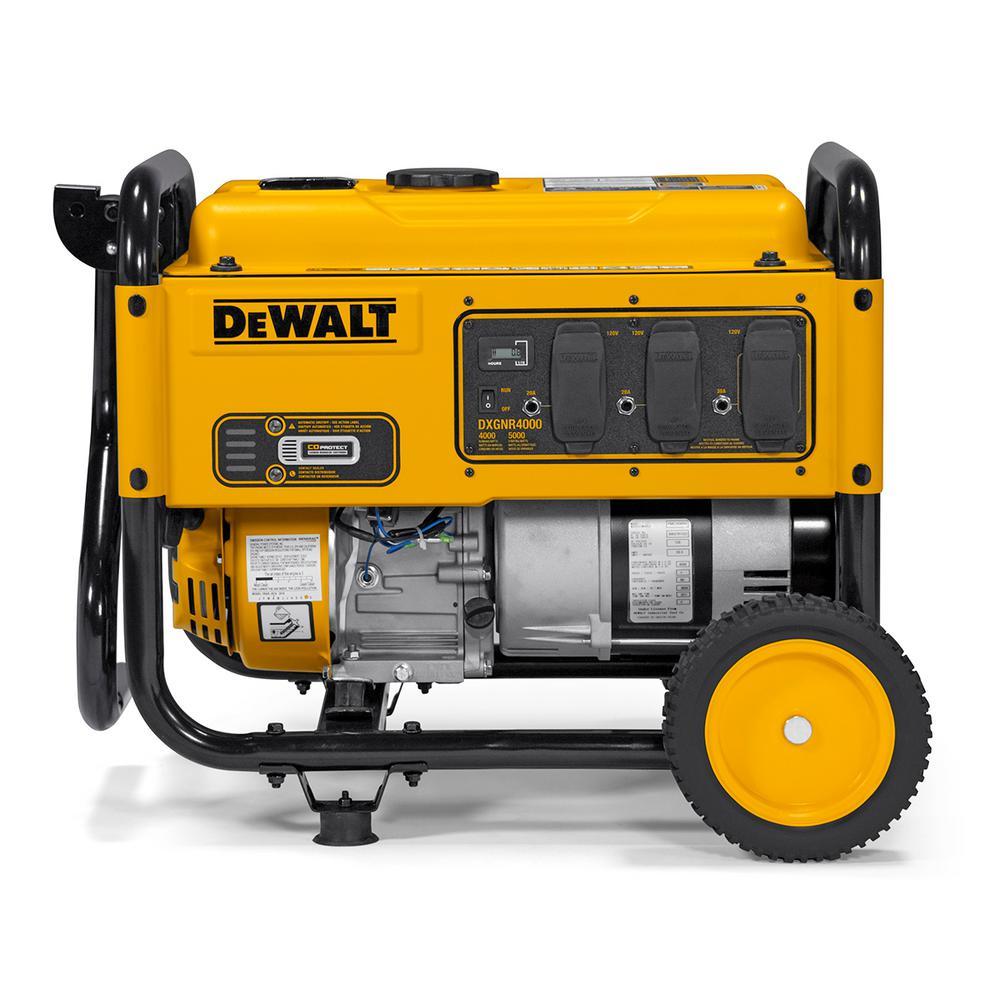 DEWALT DXGNR4000 4000W/4500W Portable Generator with Auto Idle & CO Protection - CARB Compliant for Job Sites, Camping, and Emergency Power Backup