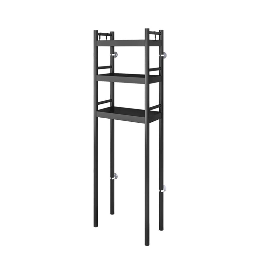 DYNN 3-Tier Over The Toilet Storage Shelf - Freestanding Metal Bathroom Organizer with Hooks & Suction Cups | Easy Assembly | Perfect for Small Bathrooms, Apartments & Dorm Rooms
